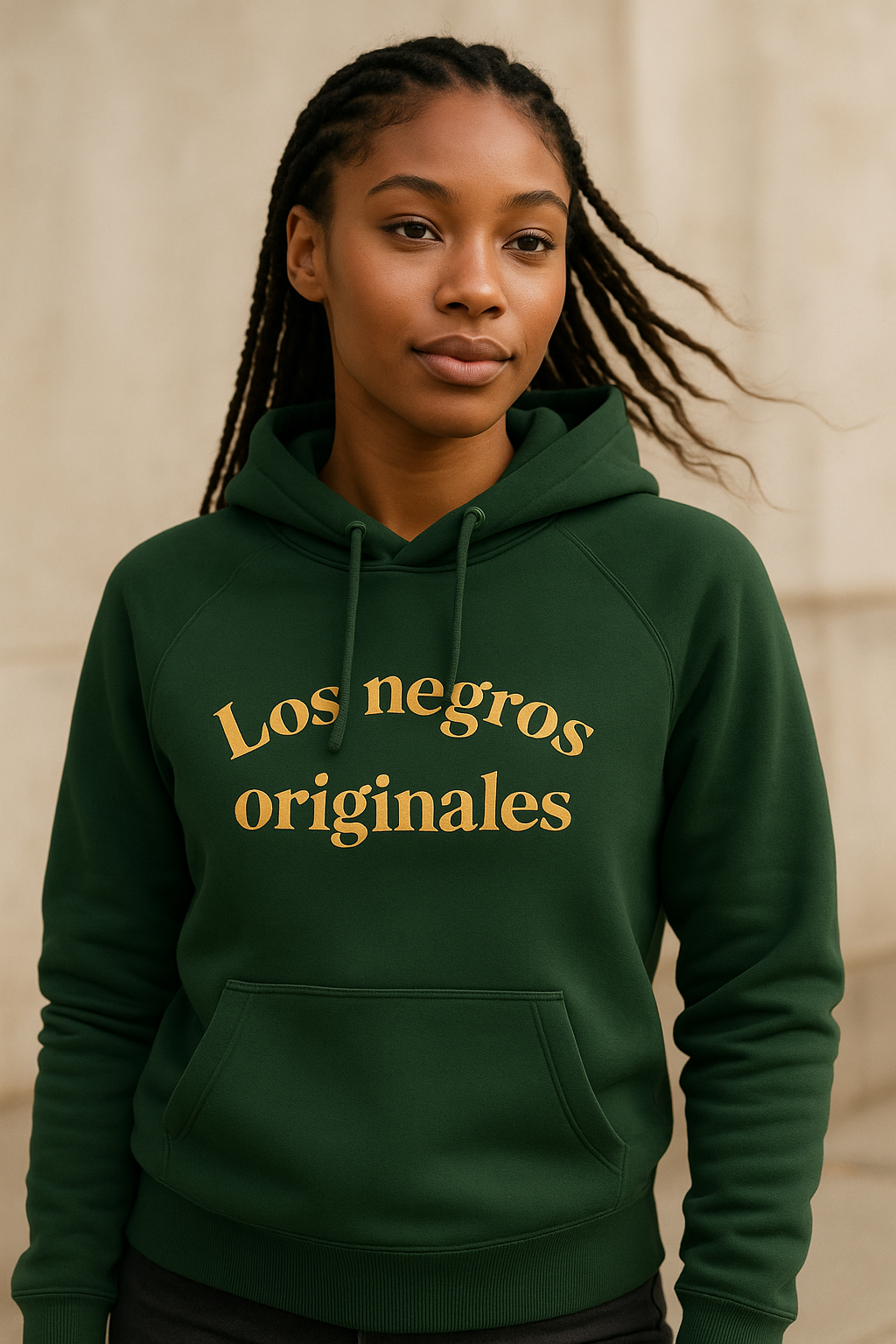 Sudadera verde unisex con capucha - Los negros originales
