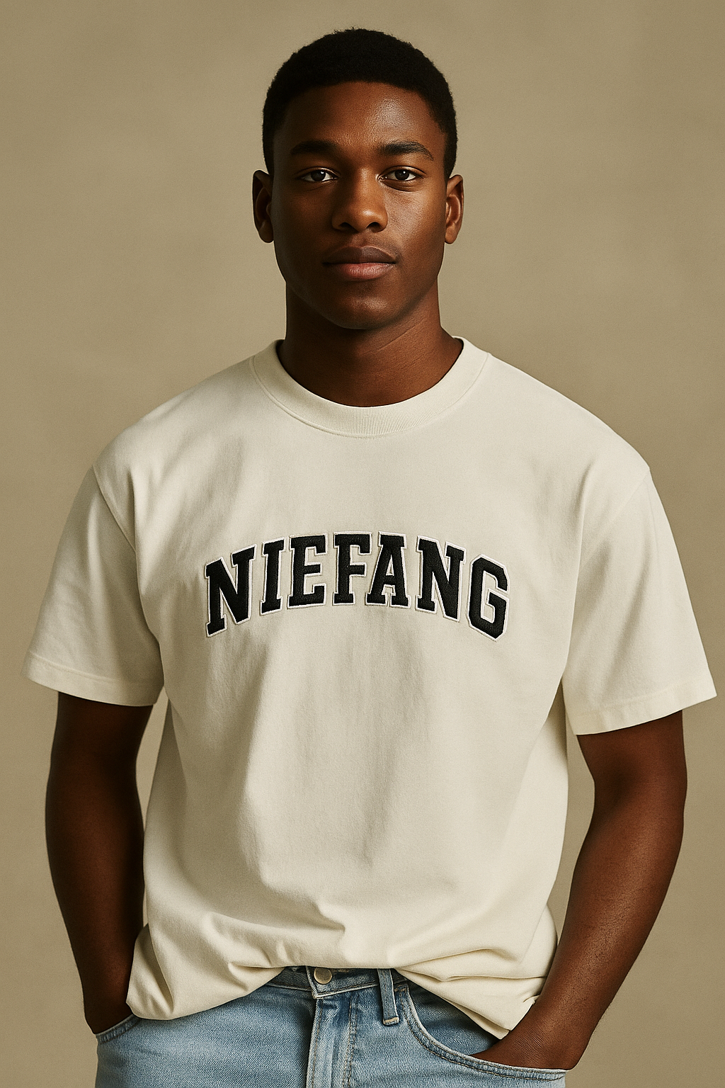 Camiseta Niefang bordada en negro- Unisex
