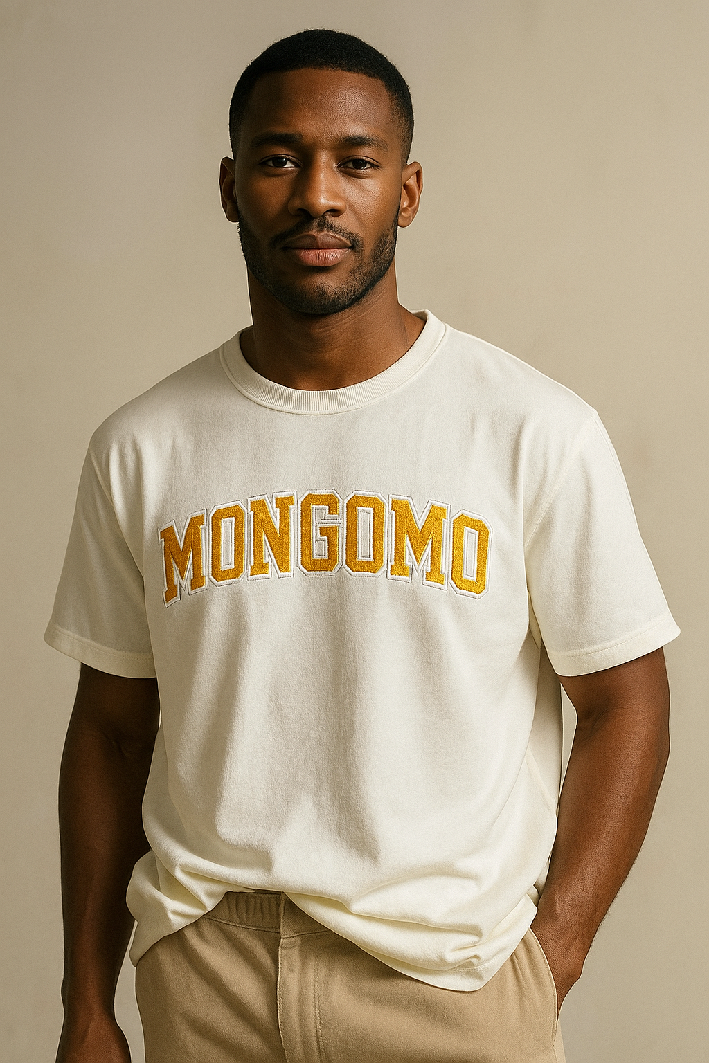 Camiseta Mongomo bordada en mostaza cálido - Unisex