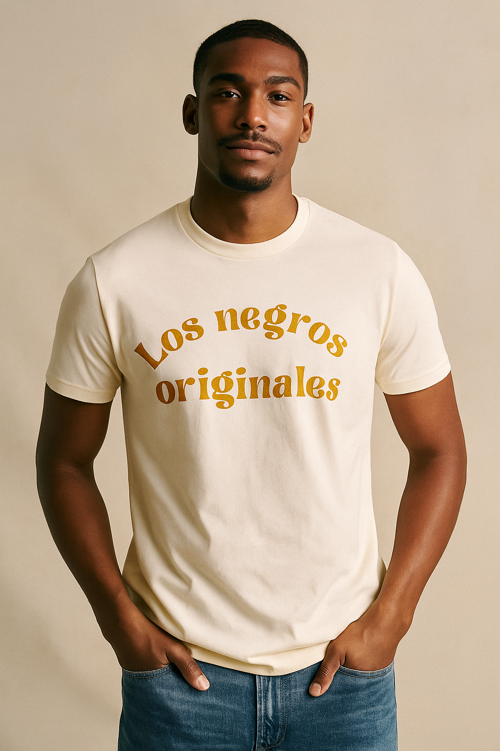 Camiseta Los Negros Originales en mostaza cálido - Unisex