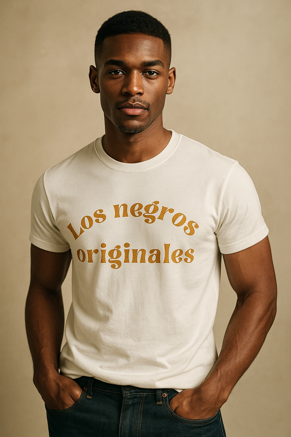 Camiseta Los Negros Originales en mostaza cálido - Unisex