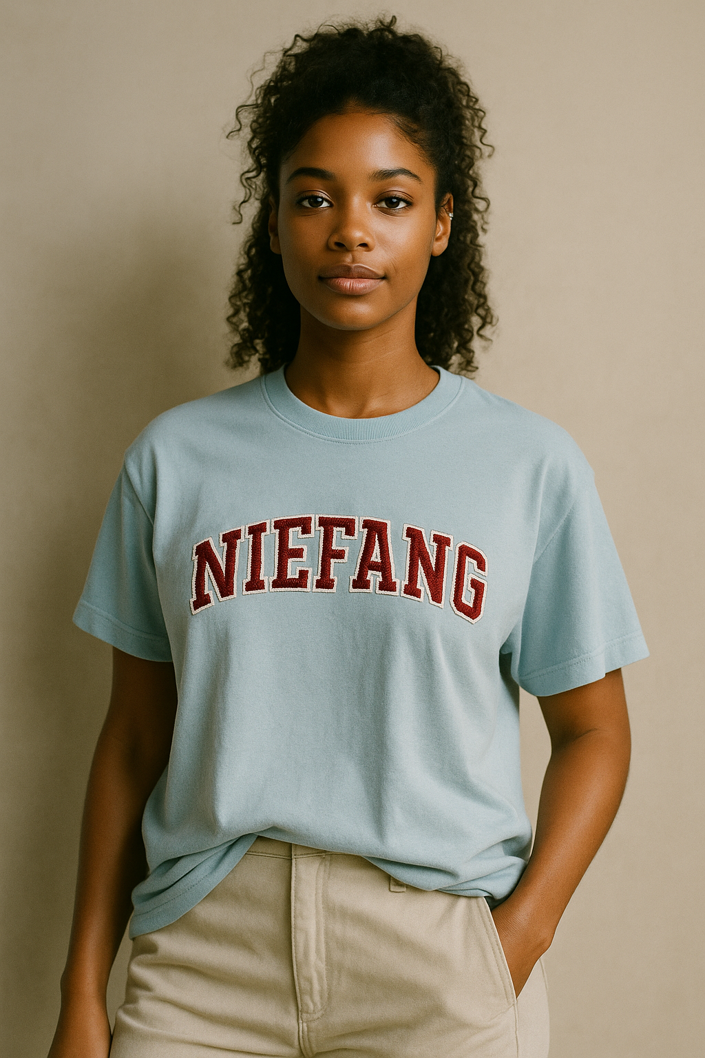 Camiseta Niefang bordada en rojo- Unisex