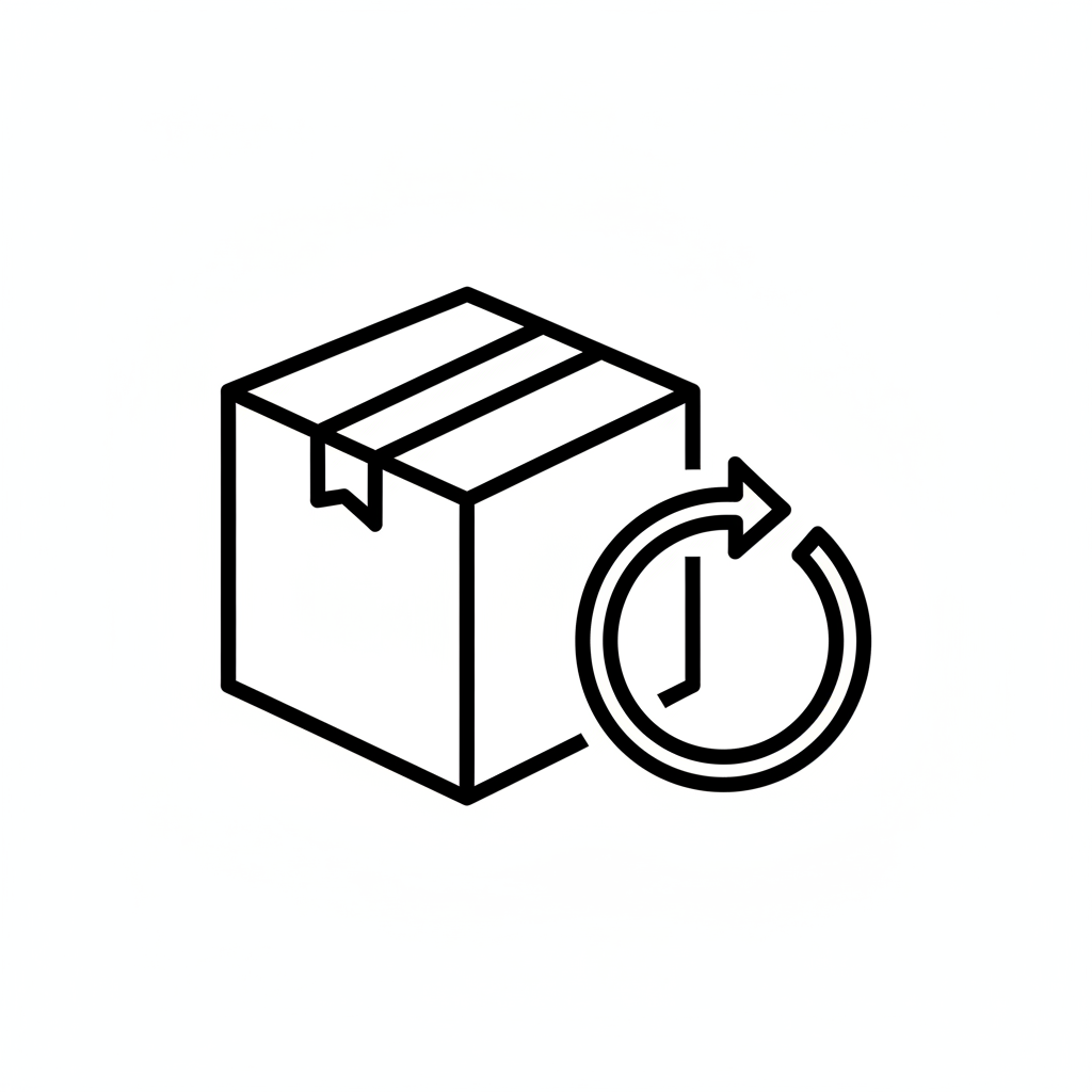 icono Caja + flecha circular (↺) en blaco y negro