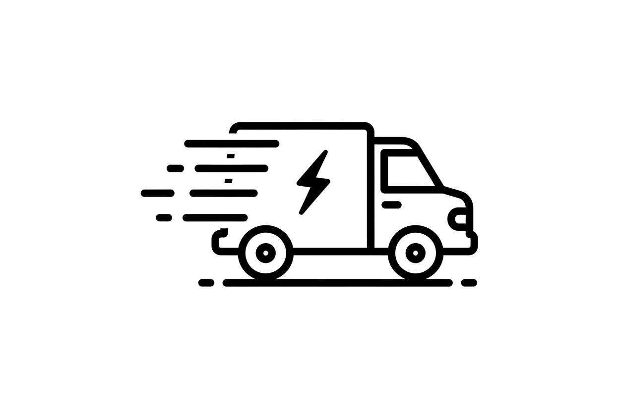 icono furgoneta envio express en blanco y negro