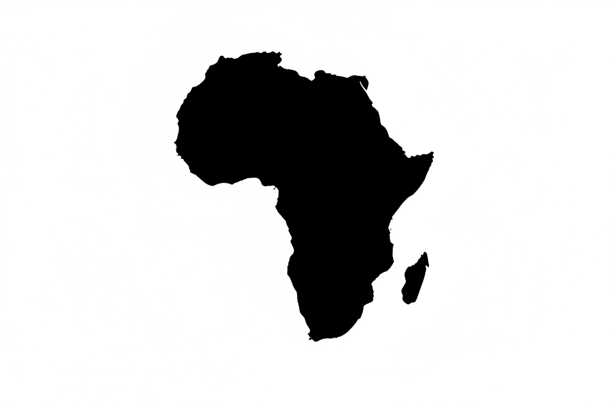 silueta del continente africano en blanco y negro
